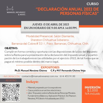 INVITACIÓN AL CURSO: “DECLARACIÓN ANUAL 2022 DE PERSONAS FÍSICAS”